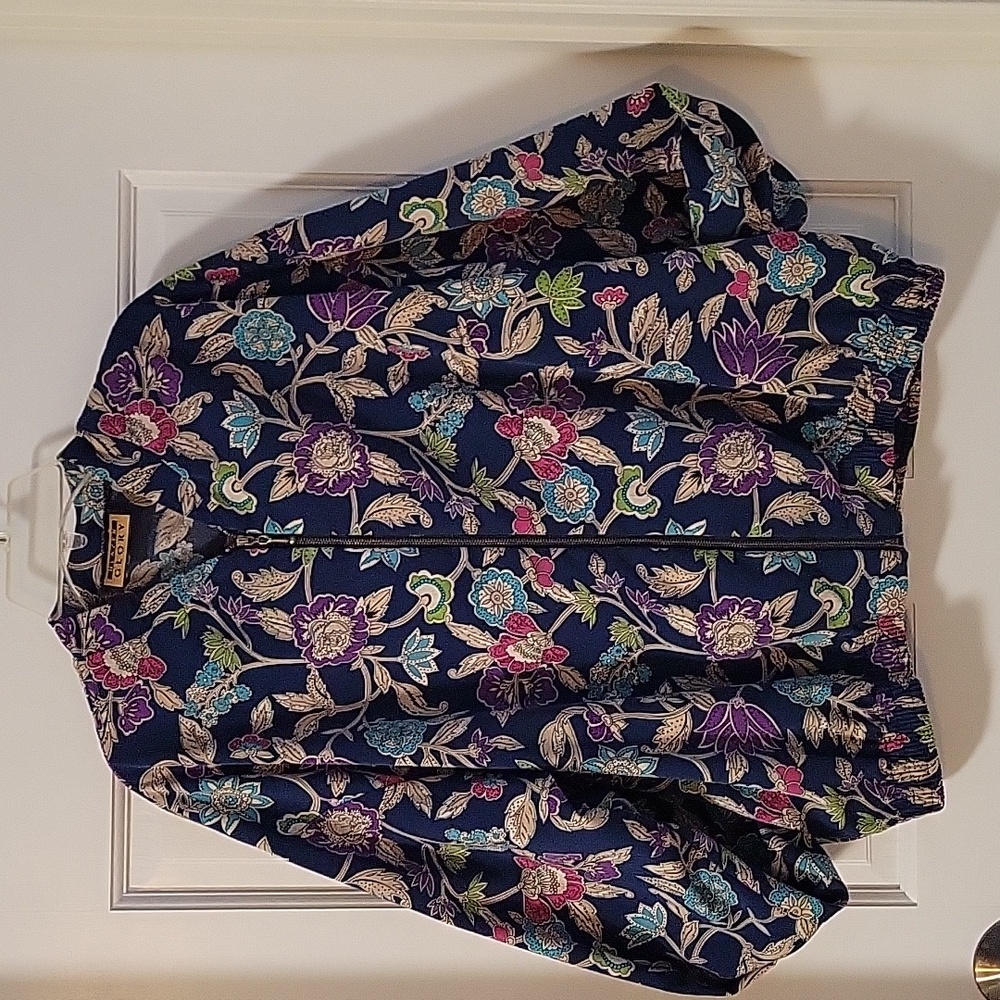 Vintage 80s Floral Zipper Jacket